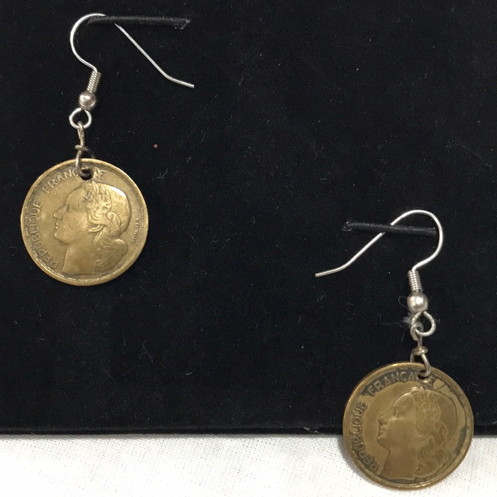 Vintage French Coin Earrings